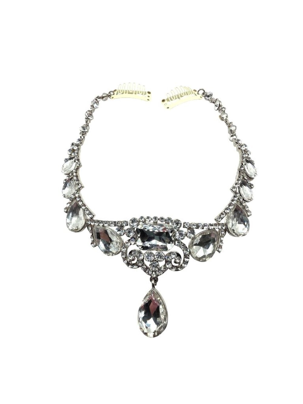 Crystal Rhinestone hair accessory Teardrop Pendant Comb Clasps wedding Formal